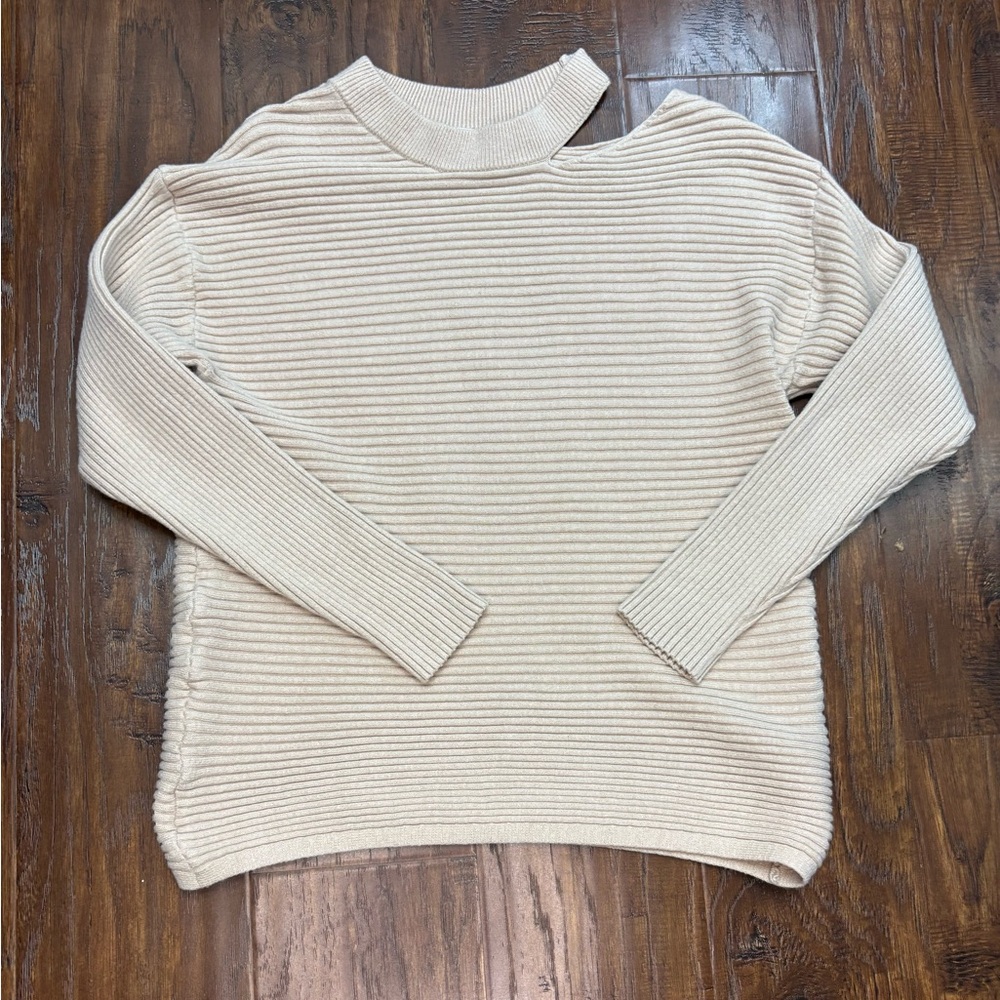 Kirundo Women’s Ribbed Body Con Beige XL Long Sleeve Pullover Sweater #2121